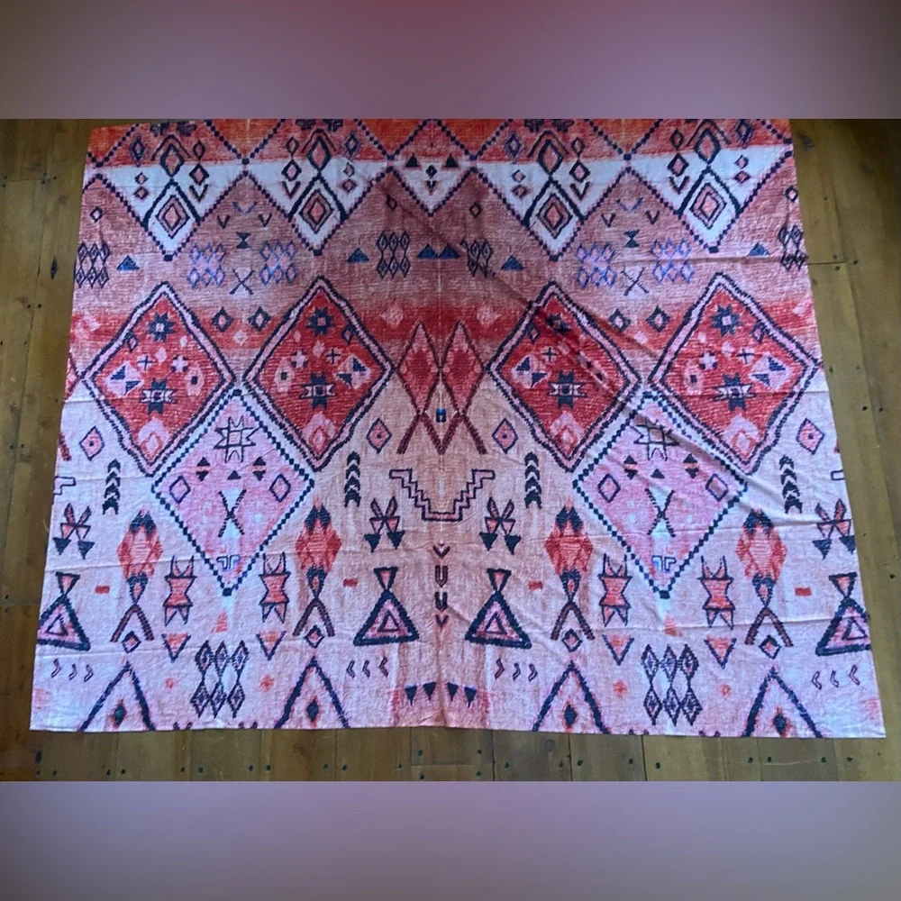 Tapestry‎ Wallhanging or Bed Cover, Geometric Pattern 78 x 66”